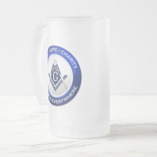 Masonic Frosted Mug Mattglas Bierglas (Vorderseite Links)