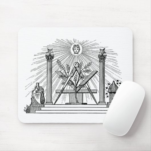 Masonic G Kenning Blockcut Gravur aus dem 19. Jahr Mousepad (Mit Mouse)
