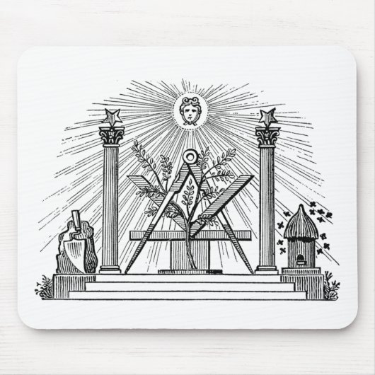 Masonic G Kenning Blockcut Gravur aus dem 19. Jahr Mousepad (Vorne)
