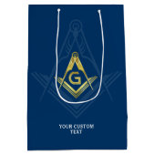 Masonic Gift Bags | Navy Blue Gold Freimaurerei Mittlere Geschenktüte (Rückseite)