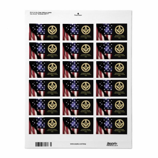 Masonic Golden Rush Adressaufkleber (Vorne)