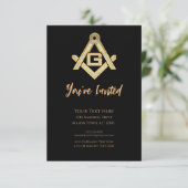 Masonic Golden Rush Einladung (Stehend Vorderseite)