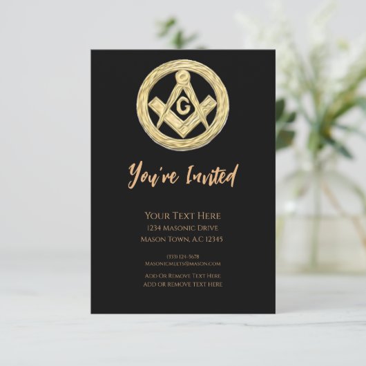 Masonic Golden Rush Einladung (Stehend Vorderseite)