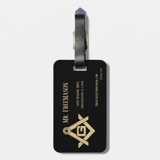 Masonic Golden Rush Gepäckanhänger (Rückseite vertikal)