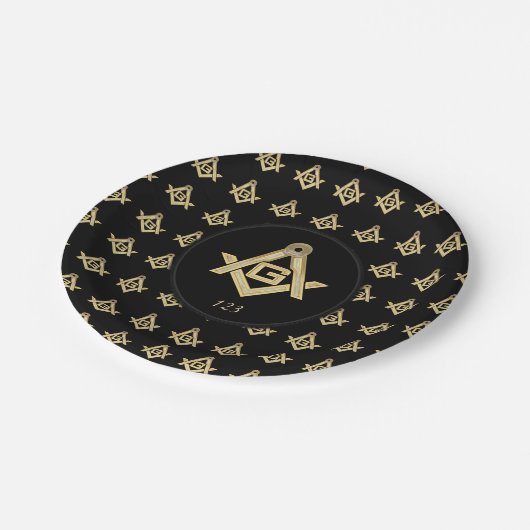 Masonic Golden Rush Pappteller (Schrägansicht)