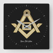 Masonic Golden Rush Quadratische Wanduhr (Vorderseite)