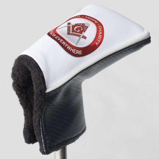 Masonic Golf Putter Cover Red Headcover (3/4 Vorderseite)