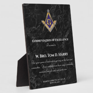 Masonic Lodge Appreciation Award Plaque Fotoplatte