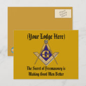 Masonic Lodge personalisieren Postkarte (Vorne/Hinten)