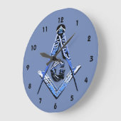 Masonic Minds (blau) Große Wanduhr (Winkel)