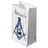 Masonic Minds (blau) Kleine Geschenktüte (Rückseite Schrägansicht)