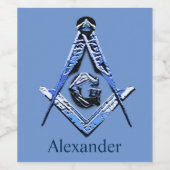 Masonic Minds (blau) Weinetikett (Einzelnes Label)