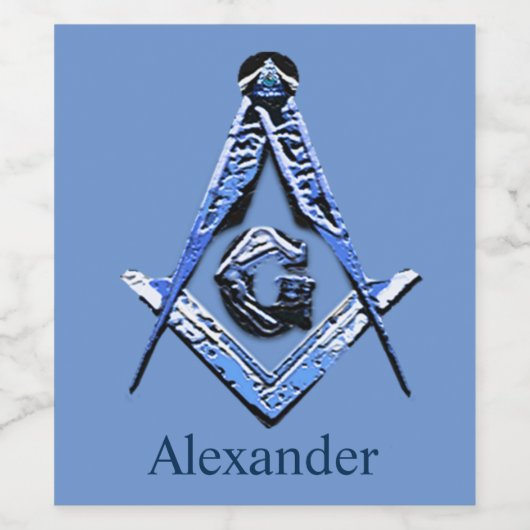 Masonic Minds (blau) Weinetikett (Einzelnes Label)