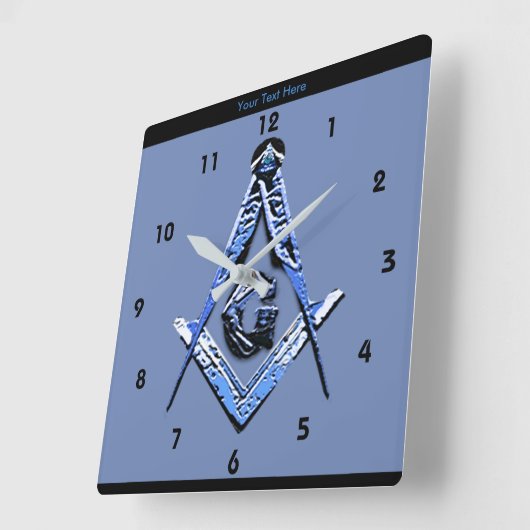 Masonic Minds (Blue) Quadratische Wanduhr (Winkel)