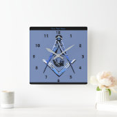 Masonic Minds (Blue) Quadratische Wanduhr (Zuhause)