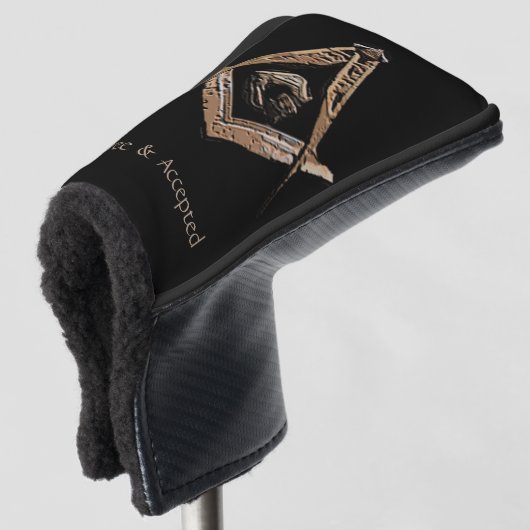 Masonic Minds (BrownishGold) Golf Head Cover Golf Headcover (3/4 Vorderseite)