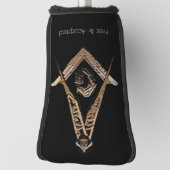 Masonic Minds (BrownishGold) Golf Head Cover Golf Headcover (Rotieren 90)
