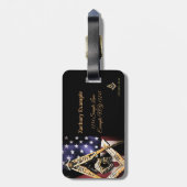 Masonic Minds (gelblich) USA Gepäckanhänger (Rückseite vertikal)