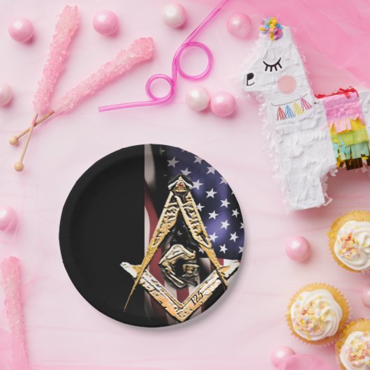 Masonic Minds (gelblich) USA Pappteller (Party)