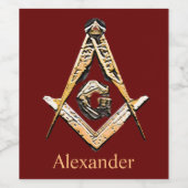 Masonic Minds (gelblich) Weinetikett (Einzelnes Label)