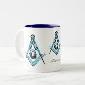 Masonic Minds (Light Blue) Zweifarbige Tasse (Vorderseite Links)