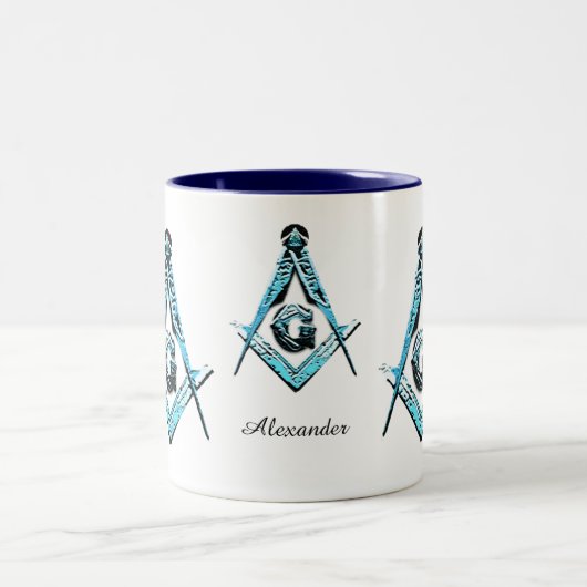Masonic Minds (Light Blue) Zweifarbige Tasse (Mittel)