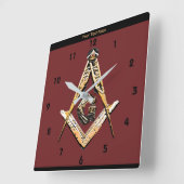 Masonic Minds (Yellowish) Quadratische Wanduhr (Winkel)
