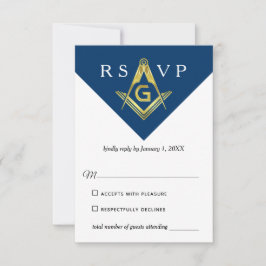 Masonic Navy Blue und Gold Elegante Freemason RSVP Karte