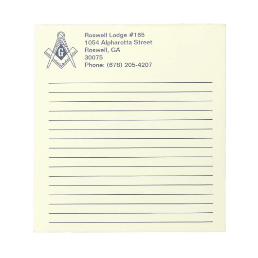 Masonic Note Pad Notizblock (Vorderseite)