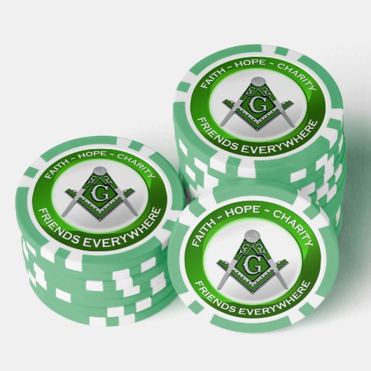 Masonic Poker Chips Green (Stapel)