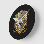 Masonic Skull Runde Wanduhr (Winkel)