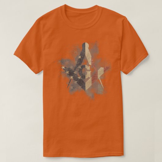 Masonic Square and Compass with EEUU Flag  T-Shirt (Design vorne)