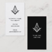 Masonic Square & Compass Business Cards, Freemason Visitenkarte (Vorne/Hinten)