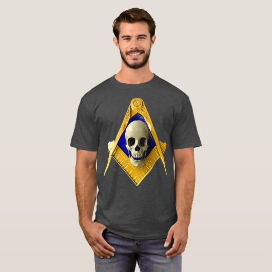 Masonic Square Compass Skull Freemason T-Shirt (Vorne ganz)
