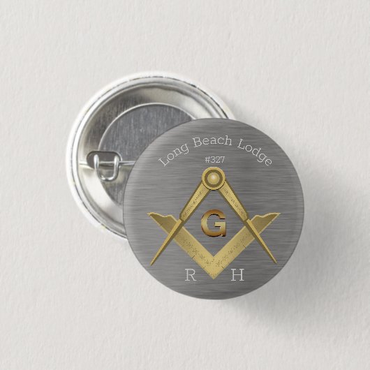 Masonic Square und Compass Monogram Button (Vorne & Hinten)