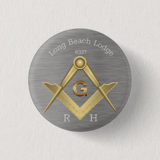 Masonic Square und Compass Monogram Button (Vorderseite)