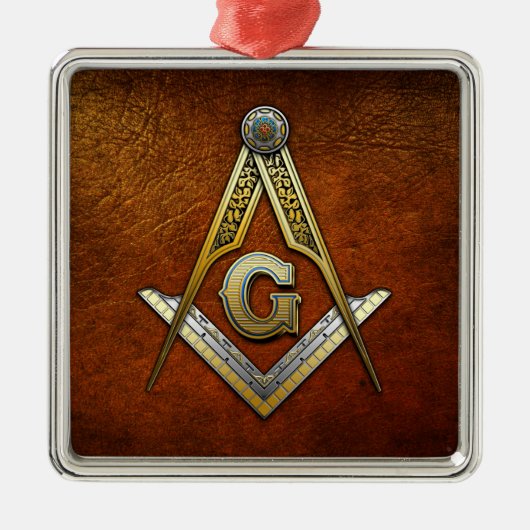 Masonic Square und Compasses Ornament Aus Metall (Vorne)