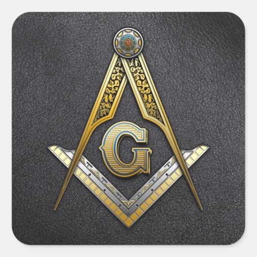Masonic Square und Compasses Quadratischer Aufkleber (Vorderseite)