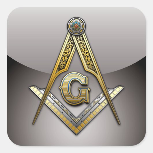 Masonic Square und Compasses Quadratischer Aufkleber (Vorderseite)