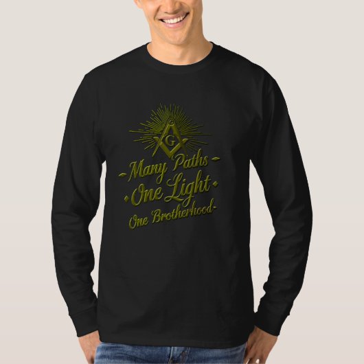 Masonic-Symbol mit Many_Ways,one_light,one_Brother T-Shirt (Vorderseite)
