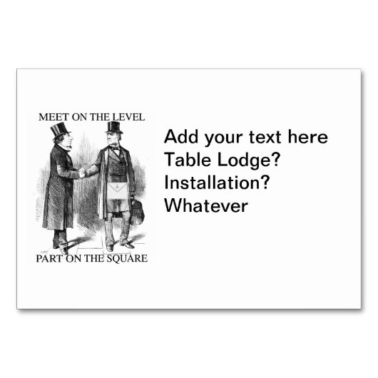 Masonic Table Card Tischnummer (Vorderseite)