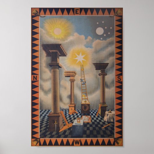 Masonic Tracing Board - Einstieg in den Lehrling Poster (Vorne)