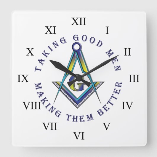 Masonic Wall Clock Quadratische Wanduhr (Vorderseite)