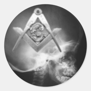 Masonic X-Ray Alien Skull Runder Aufkleber