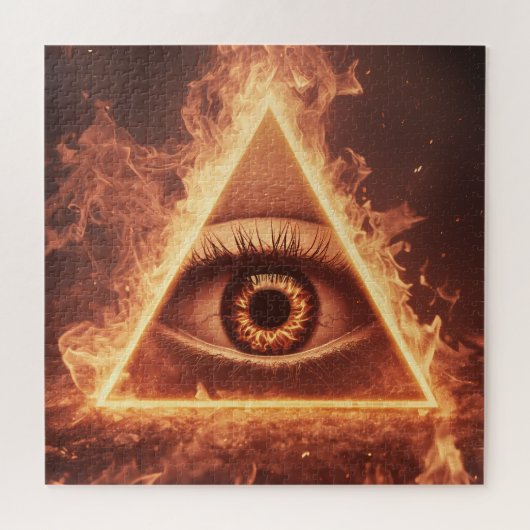 masonische Augenpyramide illuminati im Feuersymbol Puzzle (Horizontal)