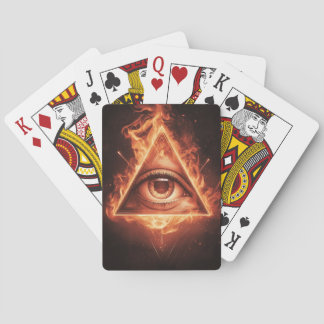 masonische Augenpyramide illuminati im Feuersymbol Spielkarten