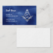 Masonische Visitenkarten | Blau und Silber Wasserf Visitenkarte (Vorne/Hinten)