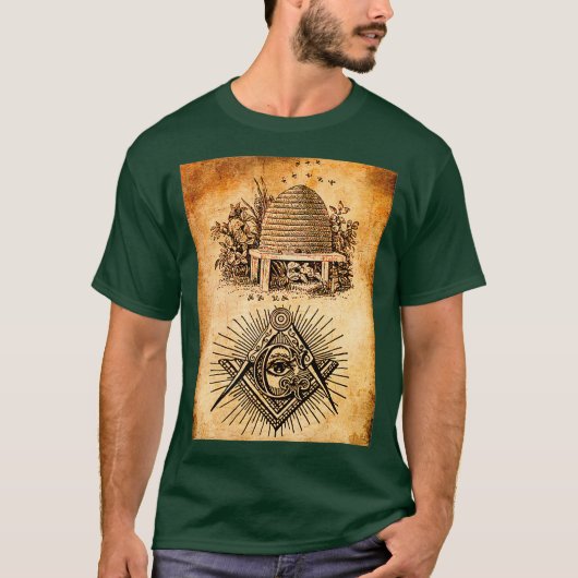 Masonisches Bienensymbol Freemason Lodge Platz T-Shirt (Vorderseite)