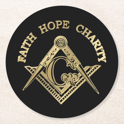 Masonisches Symbol Runder Pappuntersetzer (Vorderseite)