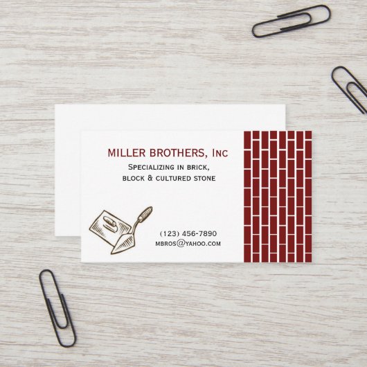 MASONRY Brick Construction Builder Business Card Visitenkarte (Vorderseite/Rückseite Beispiel)